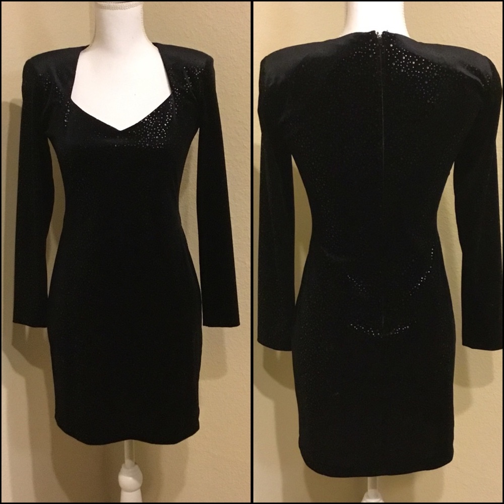 Betsy & Adam Black Velvet Dress Longsleeve